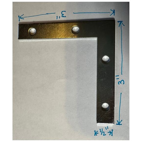 12 pcs New 3"x3" Flat Corner L brackets, Bundle, Hardware, 90 degree brace joint - Picture 2 of 3